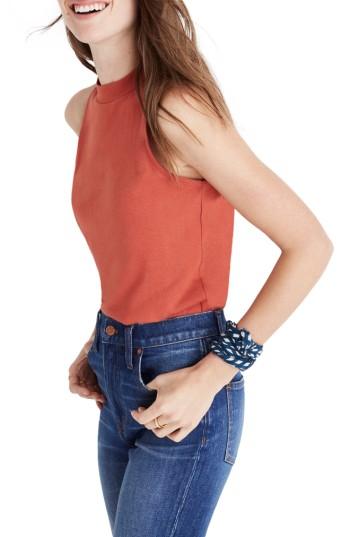 Women's Madewell Mock Neck Tank, Size - Orange
