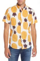 Men's Bonobos Riviera Slim Fit Pineapple Print Sport Shirt R - Yellow