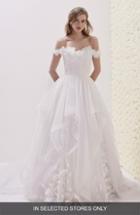 Women's Pronovias Escala Illusion Back A-line Gown, Size - Ivory