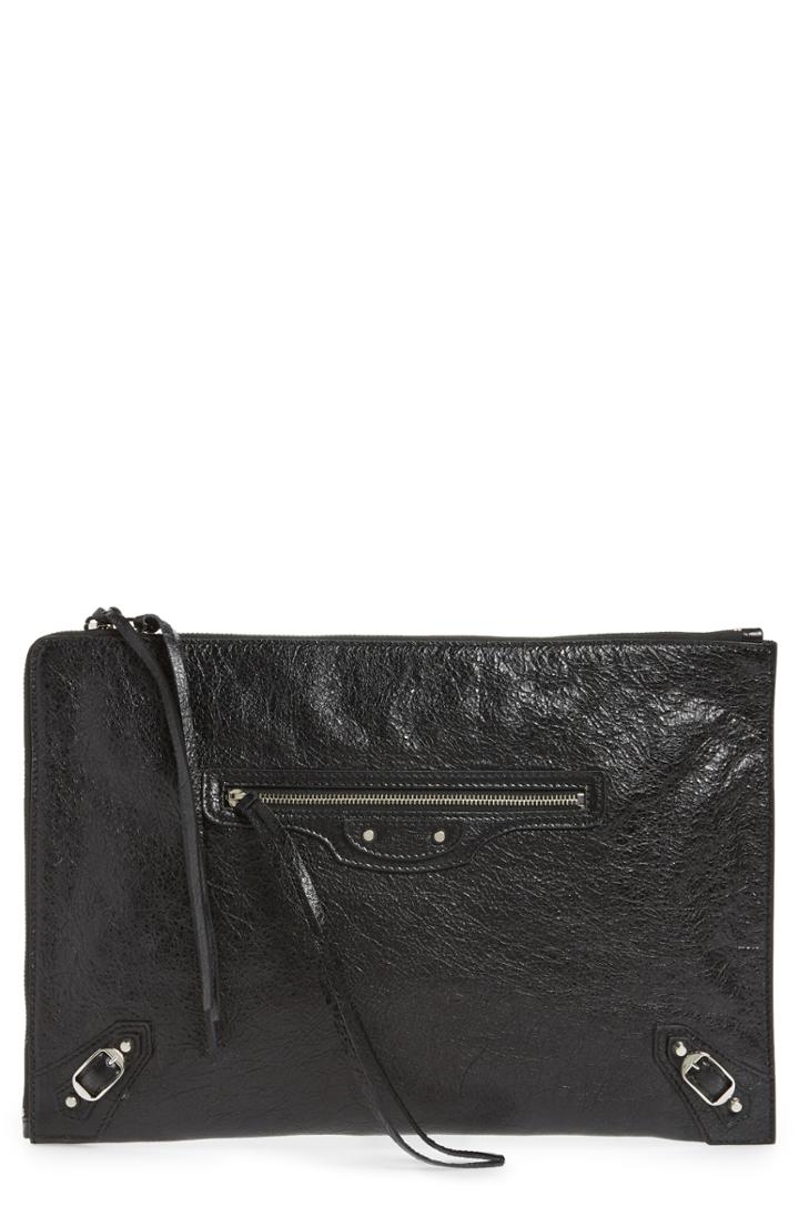 Balenciaga Classic Silver Zip Large Pouch -