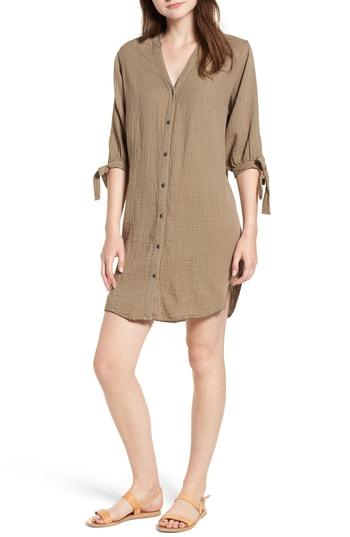 Women's Splendid Whipstitch Tie Sleeve Shirtdress - Green