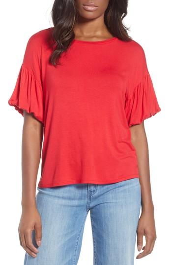 Women's Bobeau Knit Bubble Sleeve Tee - Red