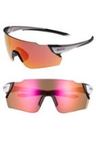 Women's Smith Attack Max 125mm Chromapop(tm) Polarized Shield Sunglasses - Matte White/ Red Mirror