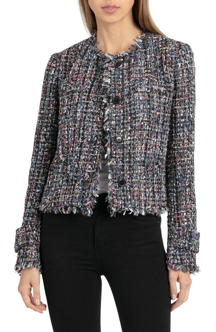 Women's Bagatelle Collarless Tweed Jacket
