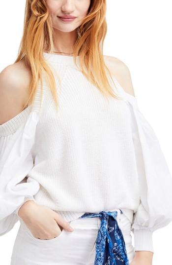 Women's Free People Catch A Glimpse Cold Shoulder Sweater - White
