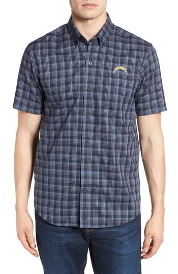 Men's Cutter & Buck Los Angeles Chargers - Fremont Regular Fit Check Sport Shirt - Blue