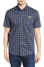 Men's Cutter & Buck Los Angeles Chargers - Fremont Regular Fit Check Sport Shirt - Blue