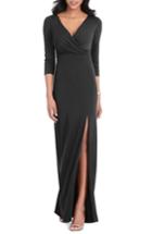 Women's After Six Surplice Stretch Crepe Gown, Size - Black