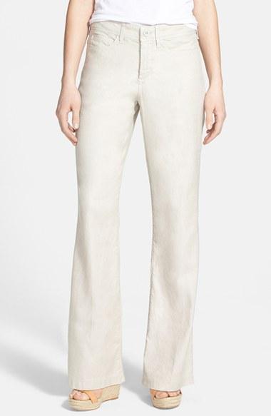 Women's Nydj Wylie Five-pocket Linen Trousers - Beige