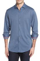 Men's Stone Rose Slim Fit Herringbone Knit Sport Shirt (m) - Blue