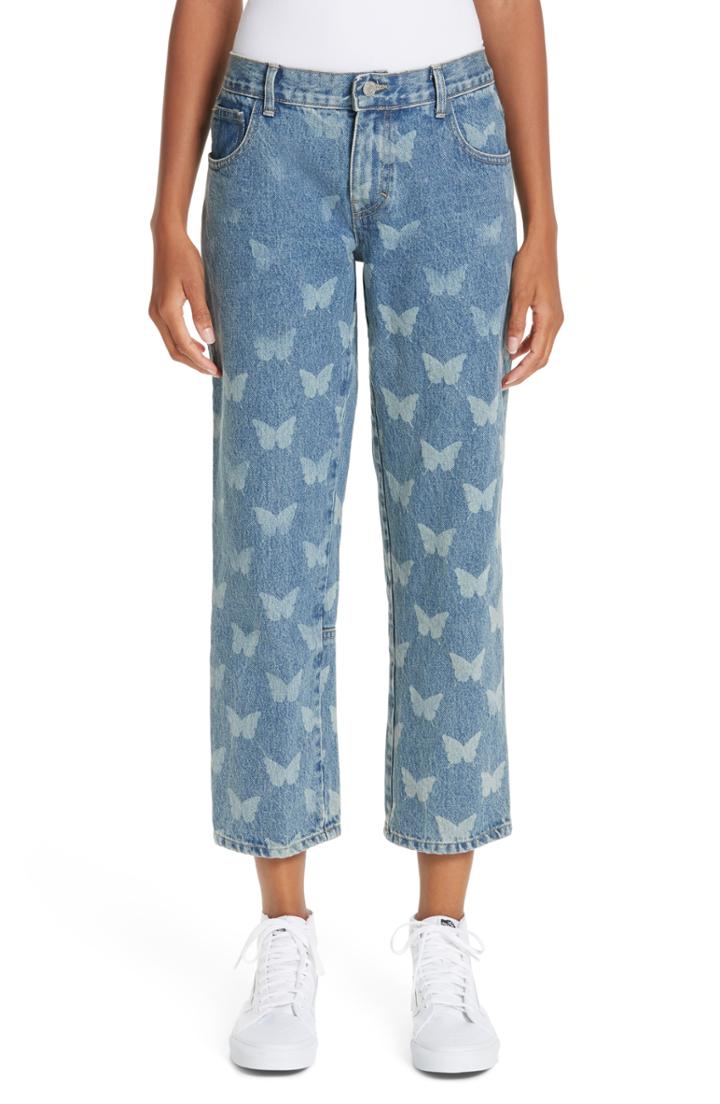 Women's Sandy Liang Mariah Butterfly Crop Jeans - Blue