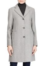 Petite Women's Lauren Ralph Lauren Wool Blend Reefer Coat P - Grey