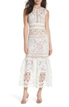 Women's Ml Monique Lhuillier Mixed Lace Dress - Ivory