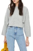 Women's Topshop Cable Crop Sweater Us (fits Like 0) - Grey