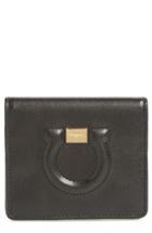 Women's Salvatore Ferragamo Quilted Gancio Leather French Wallet - Black