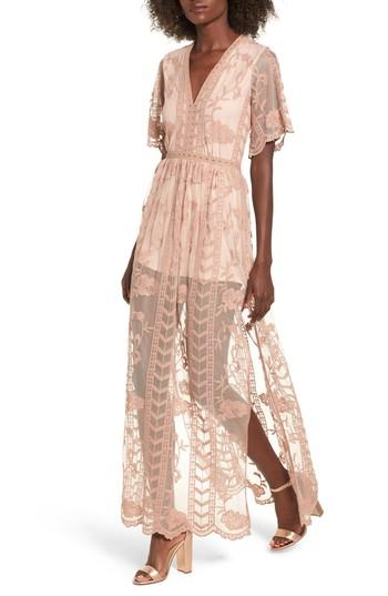 Women's Socialite Lace Overlay Romper - Pink