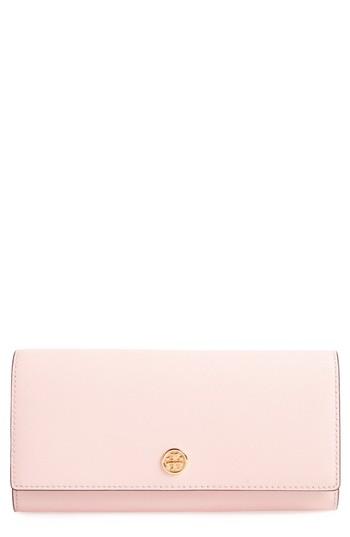 Women's Tory Burch Robinson Leather Continental Wallet - Pink
