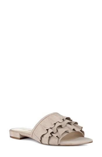 Women's Nine West Ivarene Ruffle Slide Sandal .5 M - Beige