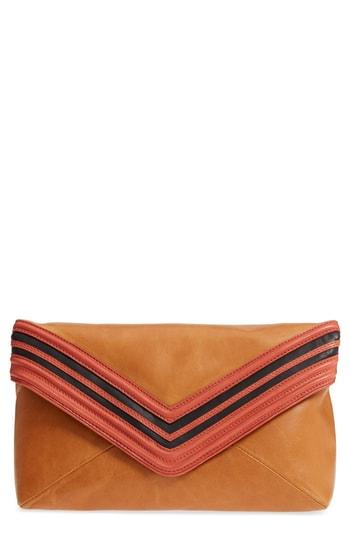 Dries Van Noten Leather Envelope Clutch - Brown