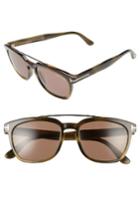Women's Tom Ford 54mm Double Brow Bar Sunglasses - Green Havana/ Palladium/ Brown