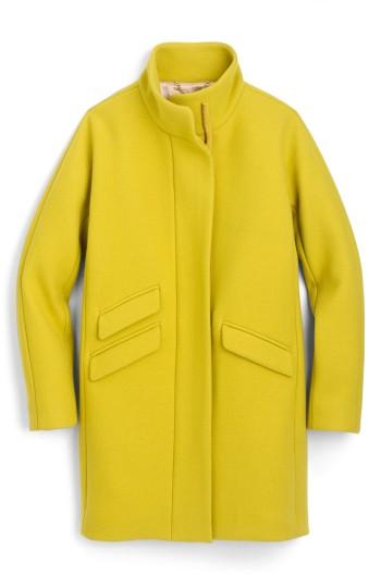 Women's J.crew Stadium Cloth Cocoon Coat - Yellow
