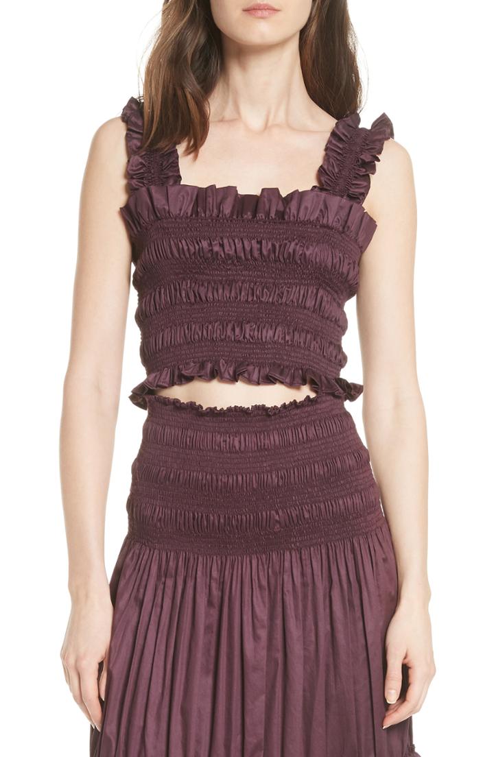 Women's Rebecca Taylor Smocked Sleeveless Cotton Top