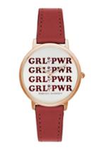 Women's Rebeca Minkoff Major Grl Pwr Leather Strap Watch, 35mm