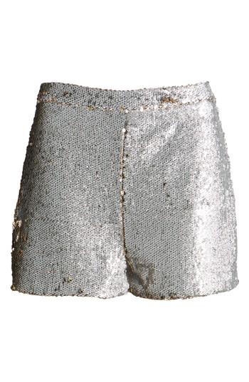 Women's Missguided High Waist Sequin Shorts Us / 10 Uk - Metallic