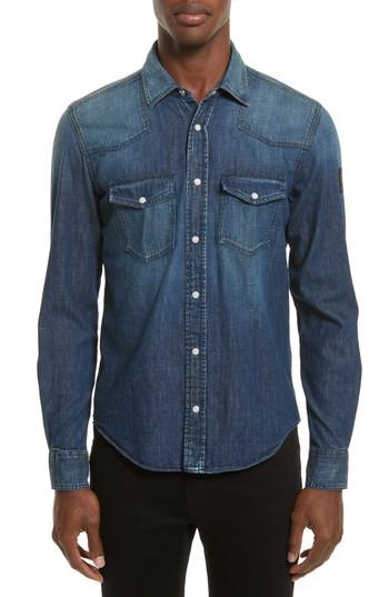 Men's Belstaff Denim Western Shirt - Blue