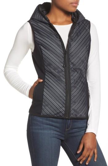 Women's Blanc Noir Chevron Reflective Down Vest - Black