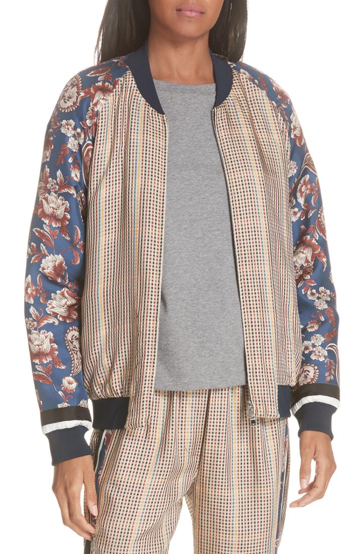 Women's 3.1 Phillip Lim Check & Floral Bomber Jacket