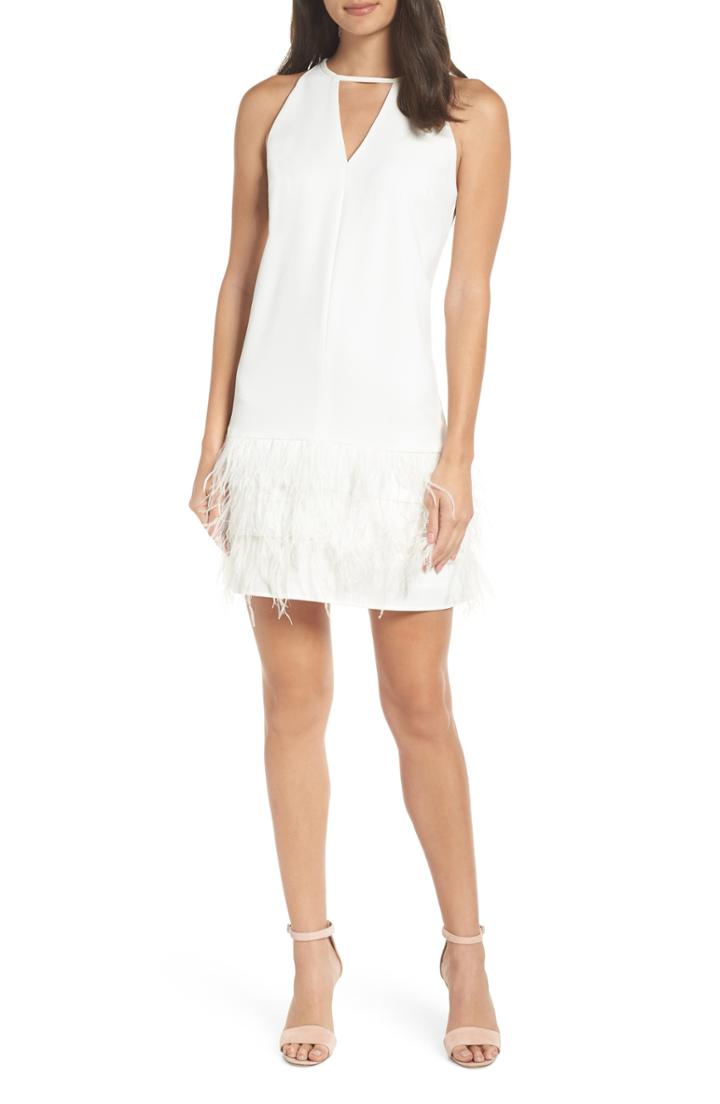Women's Sam Edelman Feather Hem Shift Dress - Ivory
