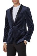 Men's Topman Skinny Fit Velvet Tuxedo Jacket 32 - Blue