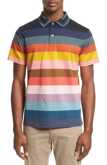 Men's Paul Smith Multi Stripe Pique Polo - Blue