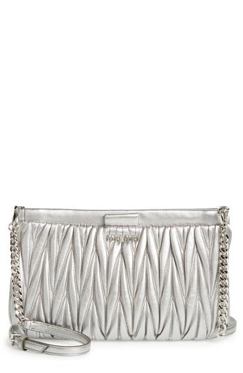 Miu Miu Matelasse Lambskin Leather Clutch - Metallic
