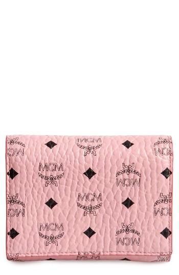 Women's Mcm Color Visetos Trifold Wallet - Pink