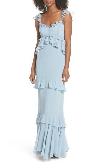 Women's Wayf The Gywneth Ruffle Maxi Gown - Blue