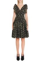 Women's Dolce & Gabbana Fil Coupe Chiffon Fit & Flare Dress Us / 42 It - Black