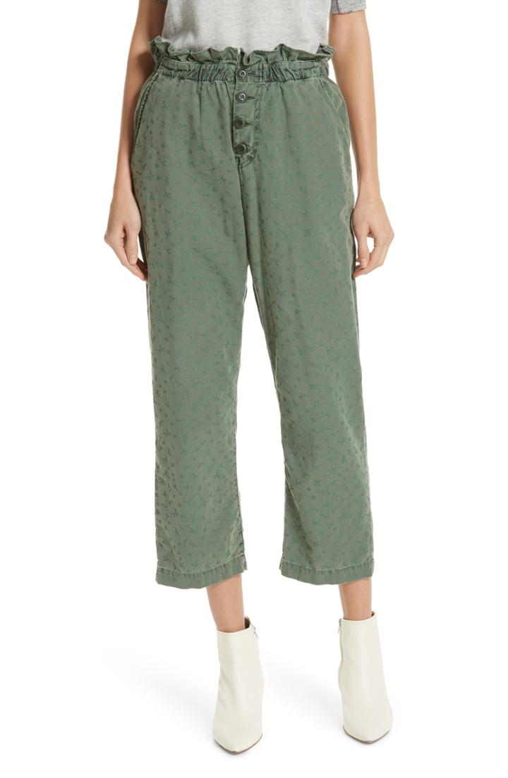 Women's The Great. The Gunny Sack Paperbag Waist Trousers - Green
