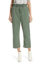 Women's The Great. The Gunny Sack Paperbag Waist Trousers - Green