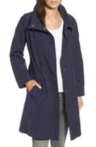 Women's Eileen Fisher High Collar Long Jacket, Size - Blue