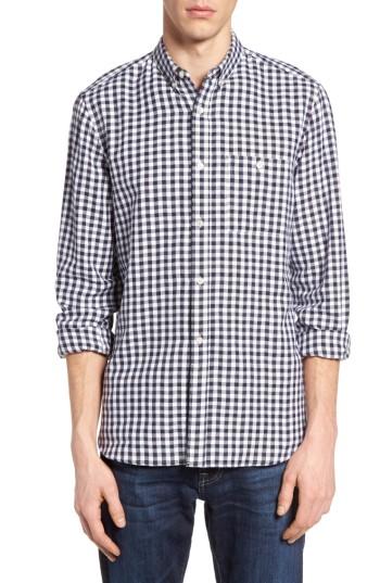 Men's French Connection Lifeline Herringbone Gingham Sport Shirt - Blue