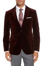 Men's Strong Suit Noble Trim Fit Velvet Blazer S - Burgundy