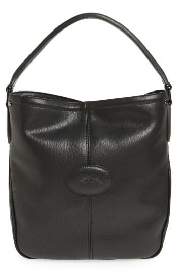 Longchamp 'mystery' Leather Hobo - Black