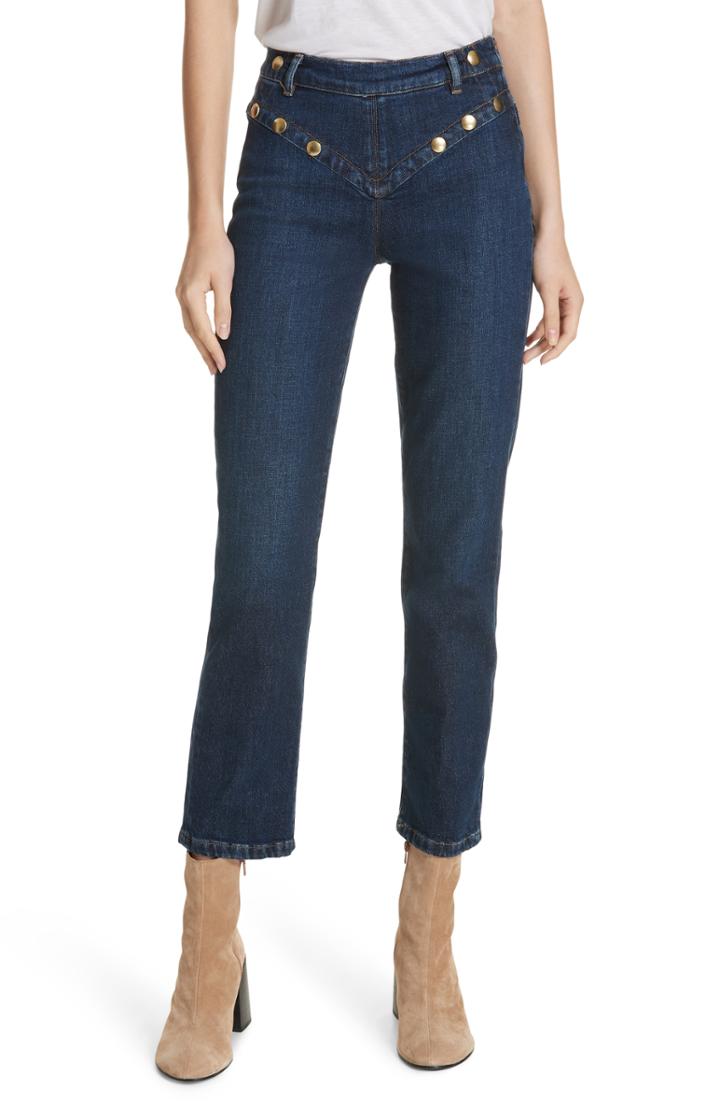 Women's Frame Le High Embellished Straight Jeans