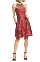 Women's Maggy London Brocade Fit & Flare Dress - Red