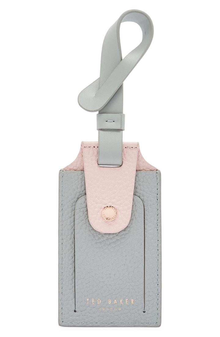 Ted Baker London Farran Leather Passport Holder & Luggage Tag Set - Grey