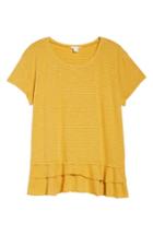 Petite Women's Caslon Tiered Short Sleeve Tee, Size P - Yellow