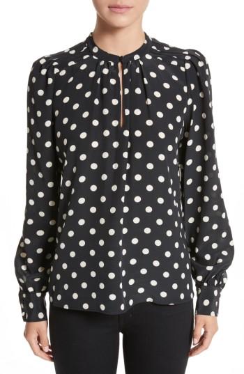 Women's Marc Jacobs Polka Dot Silk Crepe De Chine Blouse - Black