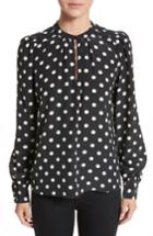 Women's Marc Jacobs Polka Dot Silk Crepe De Chine Blouse - Black